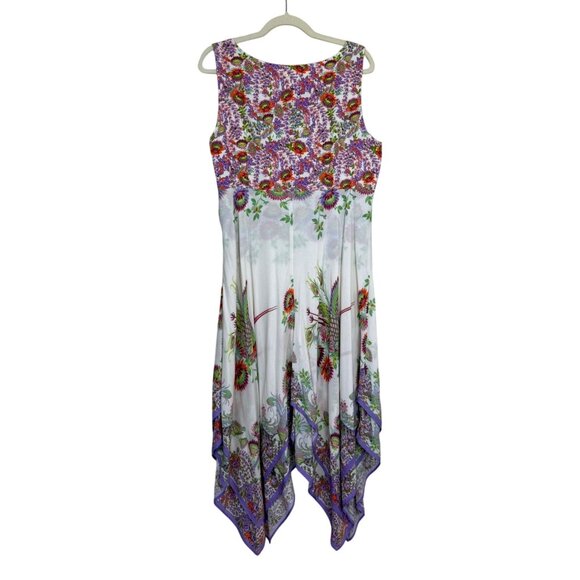 Anthropologie Floral Midi Dress - White and Purple - Picture 10 of 12